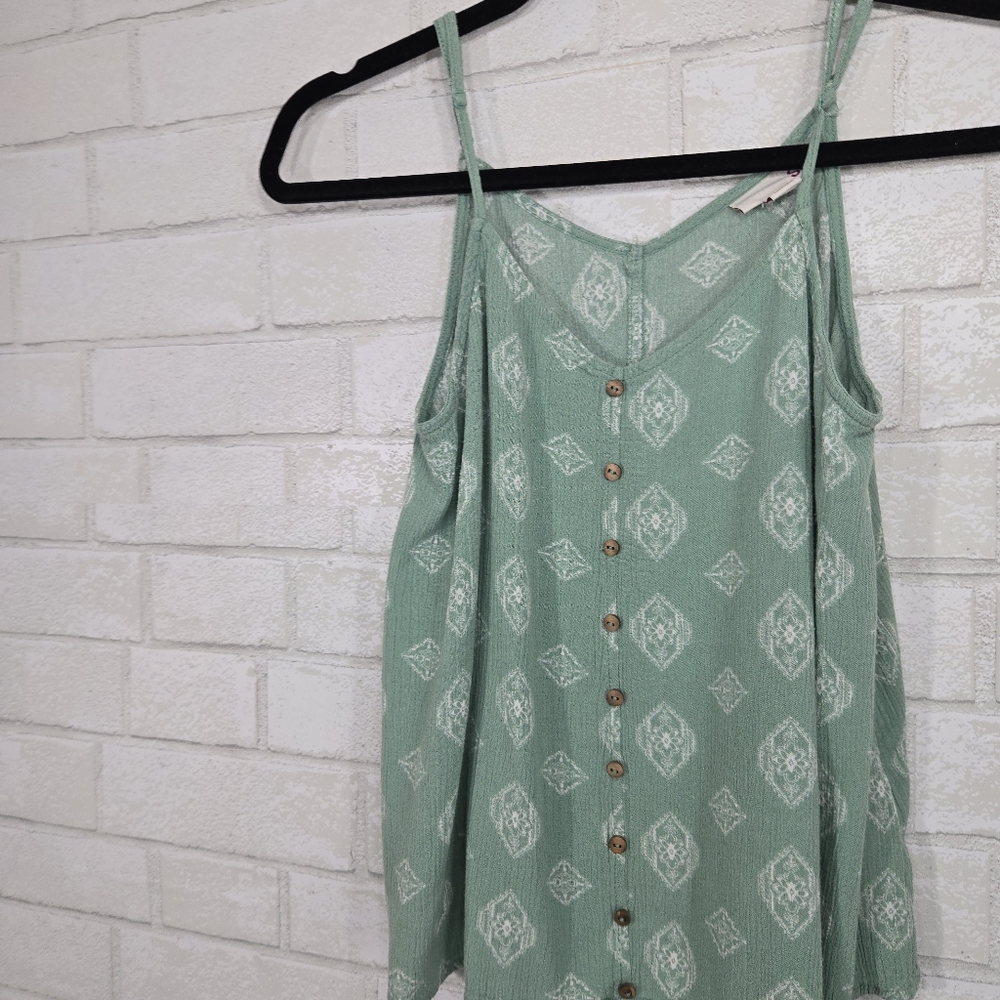 FREE SO Sage Green Printed Button-Front Tank Top - Picture 10 of 14